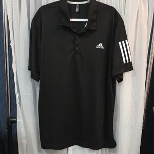 Adidas Men's Polo in Black with White Stripes